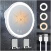 imageGospire 3X Magnifying Heated Shower Mirror Fogless for Shaving 5000mAh Battery 360 Swivel ampamp Magnetic Design 83 AntiFog Shower Shaving Mirror with 3 Color Lights Includes 2PCS Adhesive HooksWhite