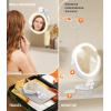 imageGospire 7 Wall Mounted Makeup Mirror with Powerful Suction Cup Double Sided 1X10X Magnification 3 Color Lights and Adjustable Brightness 2000mAh Rechargeable Battery Shaving for Men  WhiteWhite
