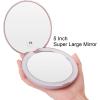 imageGospire 7quot Lighted Makeup Mirror with Magnification 10X1X Double Sided Round Magnifying LED Vanity Standing Cosmetic Shaving Mirror with Battery Operated Cordless Portable for Bathroom BedroomRose Gold5