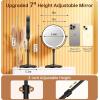 imageGospire 7quot Lighted Makeup Mirror with Magnification 10X1X Height Adjustable ampamp 3 Color Dimmable Lights 360 Swivel Double Sided Light up Rechargeable LED Cosmetic Vanity Cordless Standing MirrorBlack