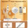 imageGospire 7quot Lighted Makeup Mirror with Magnification 10X1X Height Adjustable ampamp 3 Color Dimmable Lights 360 Swivel Double Sided Light up Rechargeable LED Cosmetic Vanity Cordless Standing MirrorSilver