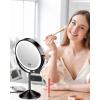 imageGospire 7quot Lighted Makeup Mirror with Magnification 10X1X Height Adjustable ampamp 3 Color Dimmable Lights 360 Swivel Double Sided Light up Rechargeable LED Cosmetic Vanity Cordless Standing MirrorBlack