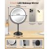 imageGospire 7quot Lighted Makeup Mirror with Magnification 10X1X Height Adjustable ampamp 3 Color Dimmable Lights 360 Swivel Double Sided Light up Rechargeable LED Cosmetic Vanity Cordless Standing MirrorBlack