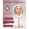 imageGospire 7quot Lighted Makeup Mirror with Magnification 10X1X Height Adjustable ampamp 3 Color Dimmable Lights 360 Swivel Double Sided Light up Rechargeable LED Cosmetic Vanity Cordless Standing MirrorChrome