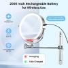 imageGospire 85quot Rechargeable Wall Mounted Lighted Makeup Mirror with Magnification 10X Adjustable Brightness ampamp Height 3 Light Colors 360 Rotation Magnifying Mirror with Light for Women  ChromeChromewall Mounted Mirror