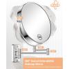imageGospire 9 Inch Extra Large Wall Mounted Mirror with 1X10X Magnification 360 Swivel ampamp Extendable Chrome Polished Finish for Bathroom Vanity Shaving ampamp Makeup Men ampamp WomenSilvery