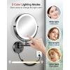 imageGospire 9 Wall Mounted Lighted Magnifying Mirror 1X10X Magnification DoubleSided LED Bathroom Mirror 3 Color Lights ampamp Stepless Dimming with Touch Sensor Extendable Arm 360 Swivel for ShavingBlack