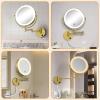 imageGospire 9 Wall Mounted Lighted Magnifying Mirror 1X10X Magnification DoubleSided LED Bathroom Mirror 3 Color Lights ampamp Stepless Dimming with Touch Sensor Extendable Arm 360 Swivel for ShavingGold