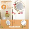 imageGospire 9 Wall Mounted Lighted Magnifying Mirror 1X10X Magnification DoubleSided LED Bathroom Mirror 3 Color Lights ampamp Stepless Dimming with Touch Sensor Extendable Arm 360 Swivel for ShavingGold