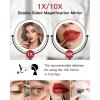 imageGospire 9 Wall Mounted Lighted Magnifying Mirror 1X10X Magnification DoubleSided LED Bathroom Mirror 3 Color Lights ampamp Stepless Dimming with Touch Sensor Extendable Arm 360 Swivel for ShavingBlack