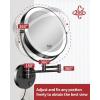 imageGospire 9 Wall Mounted Lighted Magnifying Mirror 1X10X Magnification DoubleSided LED Bathroom Mirror 3 Color Lights ampamp Stepless Dimming with Touch Sensor Extendable Arm 360 Swivel for ShavingBlack
