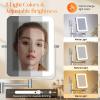 imageGospire Height Adjustable Wall Mounted Lighted Makeup Mirror with Hooks 3000mAh Rechargeable with 1X10X Magnification 3 Light Colors and Stepless Dimming for Bathroom