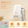 imageGospire Height Adjustable Wall Mounted Lighted Makeup Mirror with Hooks 3000mAh Rechargeable with 1X10X Magnification 3 Light Colors and Stepless Dimming for Bathroom