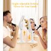 imageGospire Lighted Makeup Mirror with Lights and Magnification 1X10X Tray Base and Height Adjustable for Desk 4000mAh Rechargeable Battery 3 Color LightsMemory Function for Bedroom  WhiteWhitebase