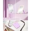 imageGospire Travel Makeup Mirror with Lights and Magnification 10X Portable Make Up Compact Tabletop Mirror with Adjustable Stand 3 Colored Lights Rechargeable Lighted LED Vanity Mirror  PinkPurple