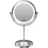 imageGospire 7quot Lighted Makeup Mirror with Magnification 10X1X Double Sided Round Magnifying LED Vanity Standing Cosmetic Shaving Mirror with Battery Operated Cordless Portable for Bathroom BedroomChrome7