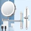 imageGospire 85quot Rechargeable Wall Mounted Lighted Makeup Mirror with Magnification 10X Adjustable Brightness ampamp Height 3 Light Colors 360 Rotation Magnifying Mirror with Light for Women  ChromeChromewall Mounted Mirror