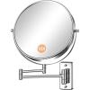 imageGospire 9 Inch Extra Large Wall Mounted Mirror with 1X10X Magnification 360 Swivel ampamp Extendable Chrome Polished Finish for Bathroom Vanity Shaving ampamp Makeup Men ampamp WomenSilvery