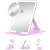 imageGospire Travel Makeup Mirror with Lights and Magnification 10X Portable Make Up Compact Tabletop Mirror with Adjustable Stand 3 Colored Lights Rechargeable Lighted LED Vanity Mirror  PinkPurple