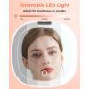 imageGospire 39quot Rechargeable Travel Makeup Mirror with Lights and Magnification 10X 3 Light Colors ampamp Adjustable Brightness Magnetic Closure ampamp Memory Function LED Compact Mirror for Purse  Light PinkBlack