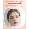 imageGospire 39quot Rechargeable Travel Makeup Mirror with Lights and Magnification 10X 3 Light Colors ampamp Adjustable Brightness Magnetic Closure ampamp Memory Function LED Compact Mirror for Purse  Light PinkWhite
