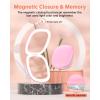 imageGospire 39quot Rechargeable Travel Makeup Mirror with Lights and Magnification 10X 3 Light Colors ampamp Adjustable Brightness Magnetic Closure ampamp Memory Function LED Compact Mirror for Purse  Light PinkLight Pink