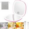 imageGospire 39quot Rechargeable Travel Makeup Mirror with Lights and Magnification 10X 3 Light Colors ampamp Adjustable Brightness Magnetic Closure ampamp Memory Function LED Compact Mirror for Purse  Light PinkPurple Pink